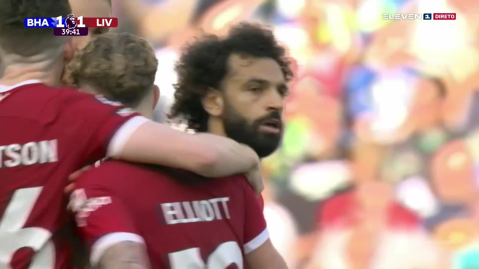 Salah doubles his tally for Liverpool v. Brighton