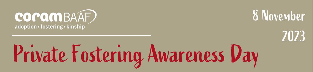 Set aside 8 November for CoramBAAF’s Private Fostering Awareness Day and start planning events in your area now! 

ow.ly/HafH50PTXte