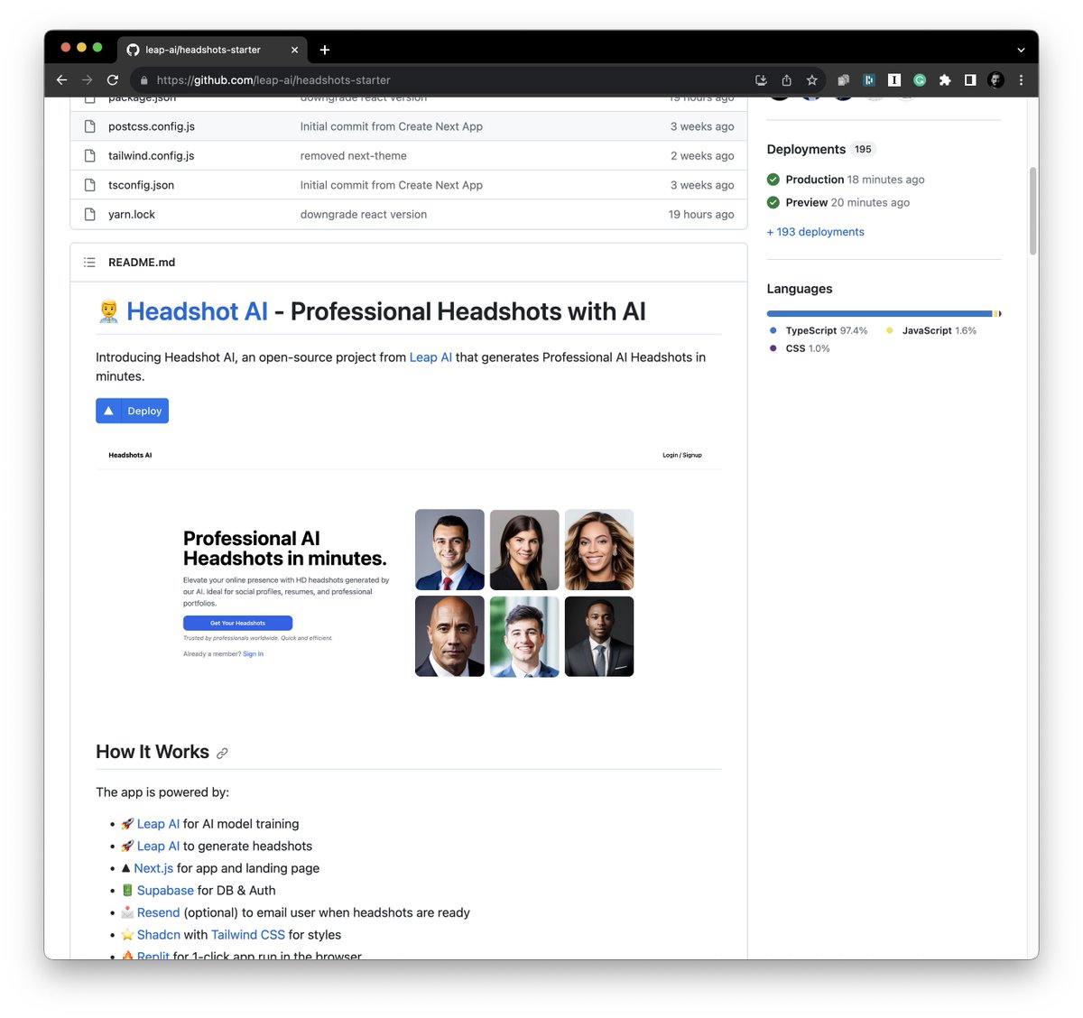 Here is an open-source generative AI application.

It uses AI to generate professional headshots in minutes.

It's an excellent opportunity for developers who want to see an end-to-end generative AI app from the inside.

It's free, and it's all in GitHub:
