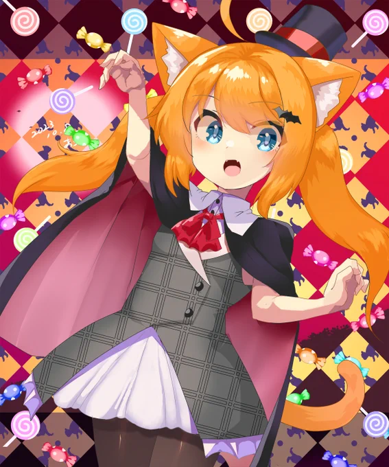 ≡≡≡c⌒っ・ω・)っハロウィンの月なので今年は吸血鬼ミャオさんをですね…   #みゃおあーと