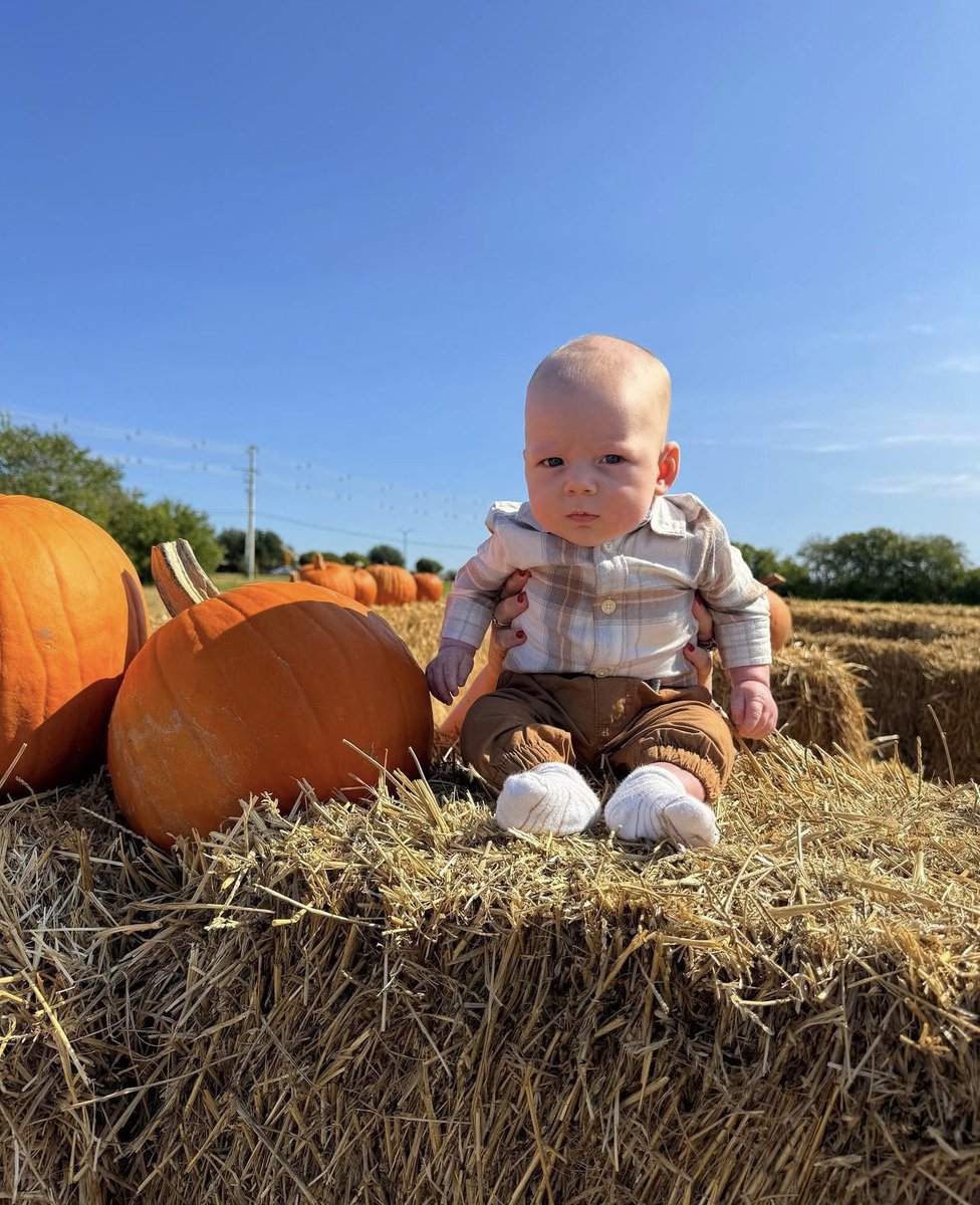Someone wasn’t very excited for the pumpkin patch 😂