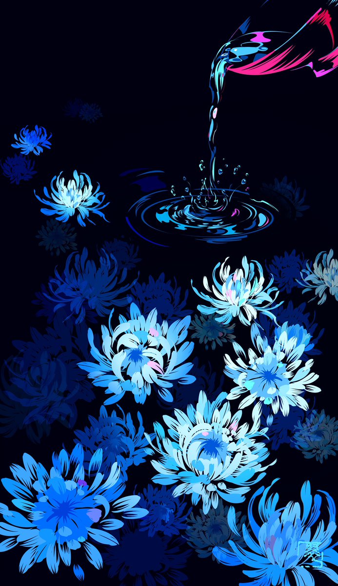 flower water ripples no humans blue flower black background blue theme general  illustration images