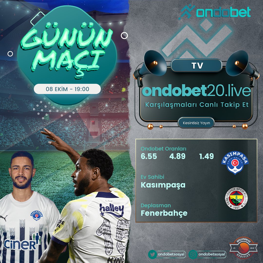 ✅Günün Karşılaşması Ondobet’te!

⏰19:00’da KASIMPAŞA 🆚 FENERBAHÇE karşı karşıya geliyor. 

⚡️En yüksek oranlar ve bahis çeşitleri Ondobet’te!
📺 Canlı izlemek için ondobet21.live

🌟heylink.me/ondobet/