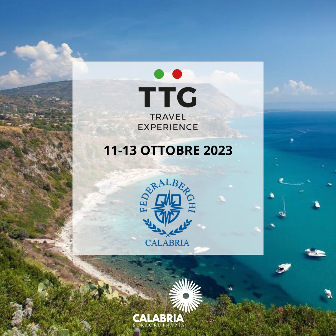 Feder_Calabria's tweet photo. Saremo presenti al TTG di Rimini dal 11 al 13 ottobre…

Vi aspettiamo…

#ttg #travelexperience #turismo #promozione #federalberghicalabria #calabriastratordinaria #Federalberghi  #accoglienza #regionecalabria https://t.co/VjT3vShdqL