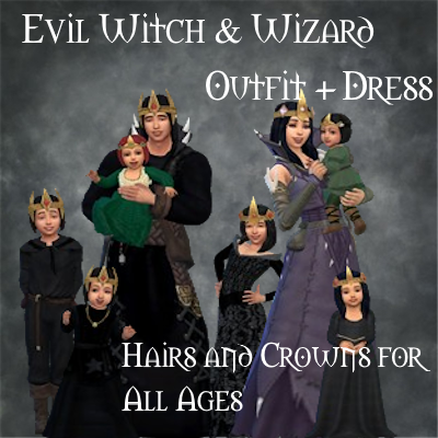 MedievalSims4's tweet photo. Getting ready for Spooky Season - Evil Witch &amp; Wizard Outfits &amp; Crowns updated &amp; improved, new conversions of hairs added
https://t.co/xeSIbTO7PL or
https://t.co/ZRZKD9duN2
#sims4 #Sims4CC #tsmtots4
#sims4medieval
#sims4fantasy https://t.co/3Oz9P1mAWI
