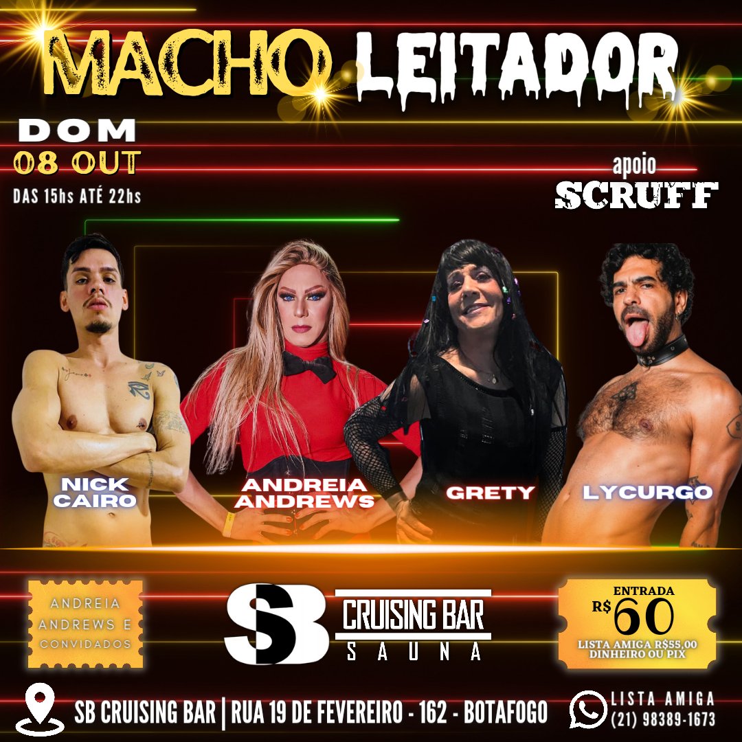 SBSauna's tweet photo. SORTEIOOOO
FOTO OFICIAL 
Que tal uma entrada VIP pra SB hoje? 
Regras:
1 - Dar um RT nesta FOTO OFICIAL
2 - Seguir ESTE perfil @sbcruisingbar 

Serão DOIS sorteados para HOJE 08/10/2023!!!
Resultado após às 15hs. Quem não seguir as regras estará eliminado! Veeemmm!!!! https://t.co/cP1BNyv93h