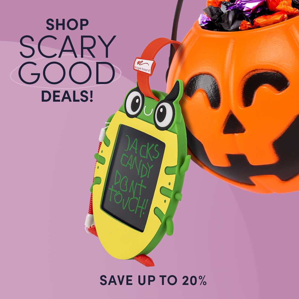 Share spooky messages while still saving paper! Save up to 20% on reusable writing essentials perfect for Halloween signs, trick-or-treating maps, and candy-shopping lists. myboogieboard.com/sale
#MyBoogieBoard #BoogieBoard #HalloweenSale