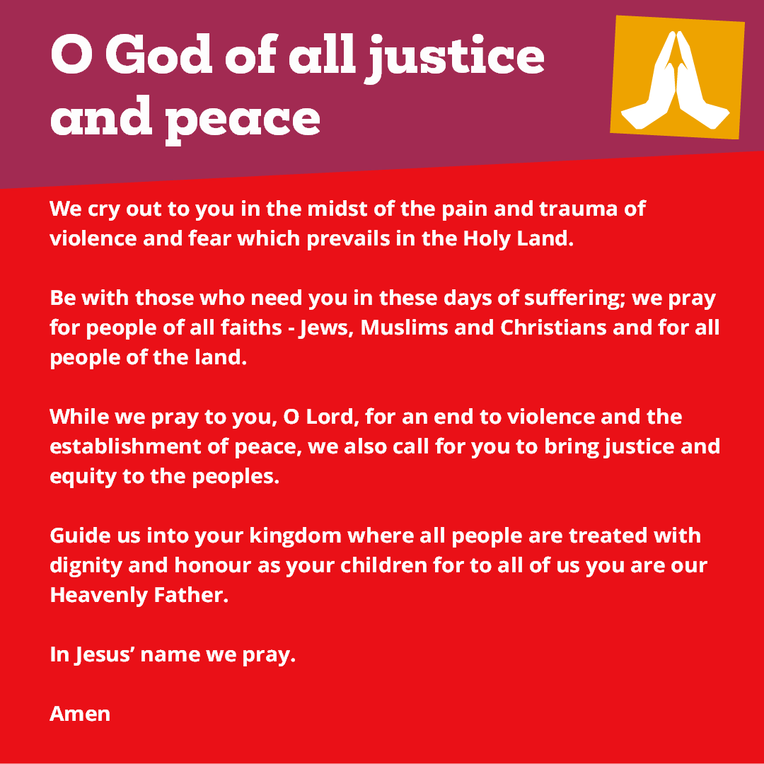 christian_aid's tweet photo. We continue in prayer as violence escalates in the Middle East. Please join us 🙏 

This prayer was written by The Very Revd Canon Richard Swell, Dean of St George's College Jerusalem. https://t.co/HxM4Sfourh
