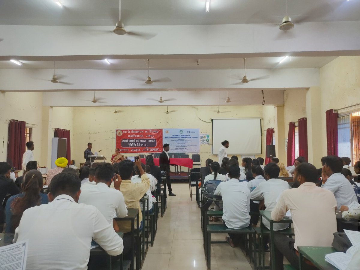 On 07/01/23, @CSNR_India hosted an enlightening workshop on the #arrestguidelines laid out by the #SupremeCourtofIndia.This workshop held at the Department of Law, Govt. J. Yoganandam Chhattisgarh College, Raipur @FNFreiheit @FNFSouthAsia #chhattisgarh #raipur
