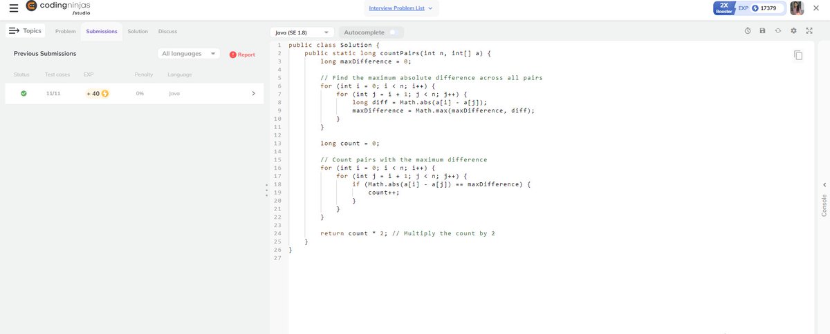 Premaarabi's tweet image. Day 4: IND vs AUS: Counting Pairs in a Sequence #CodingWorldCup,       #CodingNinjasStudio
@CodingNinjas