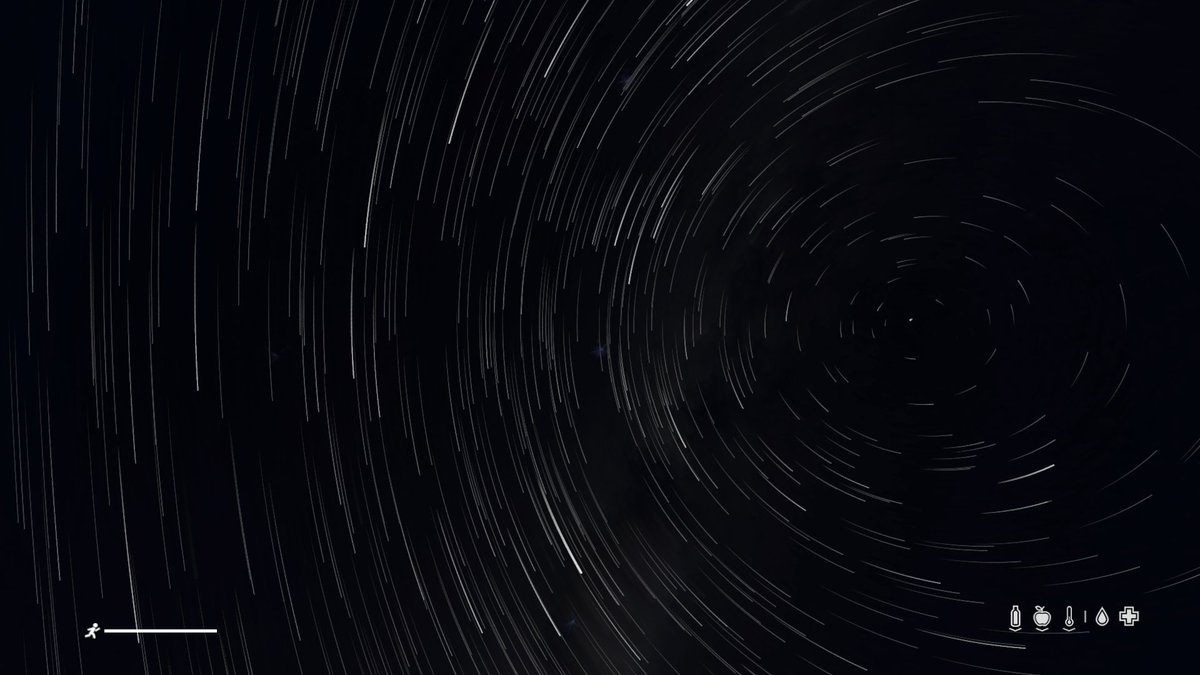 raxto_dayz's tweet photo. Night sky time-lapse from the in-game #DayZ location near Novy Sobor. In real life, at the center of celestial rotation is Polaris, also known as the North Star or Pole Star, which is approximately 434 light-years away from Earth and is about 47 times larger than our Sun. https://t.co/UB5QYd73JY