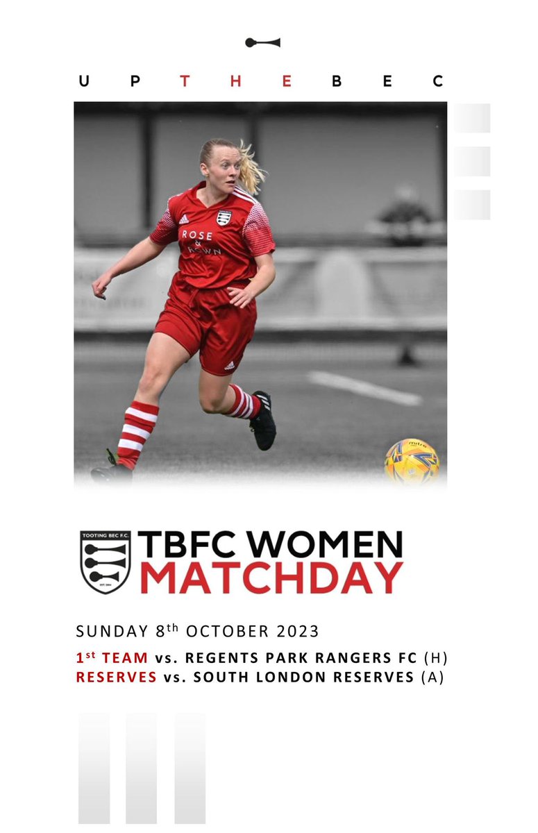 Both of our women’s teams are in @GLWFLeague action this afternoon if you’re looking for your Sunday football fix!

2pm - reserves v @SouthLondonWFC reserves at Edward Alleyn Sports Ground, SE24 9HD
2.30pm - first team v Regents Park Rangers @OfficialTmufc (back 3G)

#upthebec 🎺