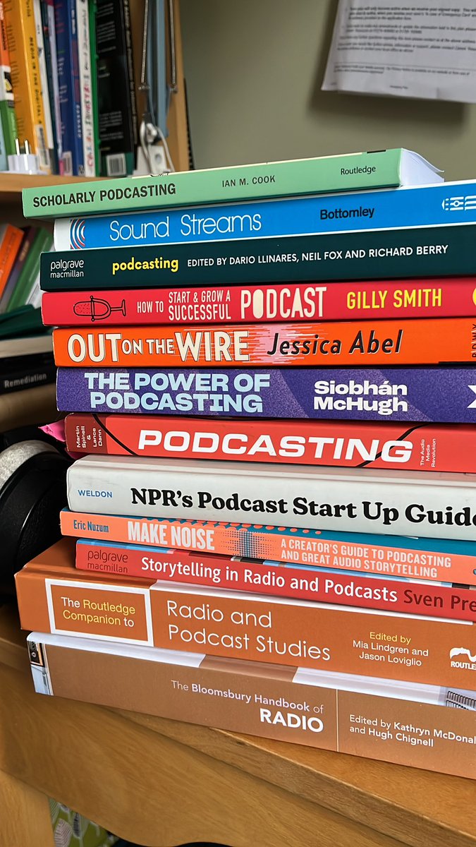 <a href="/JFletcherSaxon/">Jo Fletcher-Saxon 🎙️ #EdPodFest</a> <a href="/podcaststudies/">Podcast Studies</a> Not all of these are wholly academic and I’ve few digital books too. I’m pleased to say that pile keeps getting bigger every year. There are a few others that touch on podcasting and I’ve a small batch I probably need to buy
