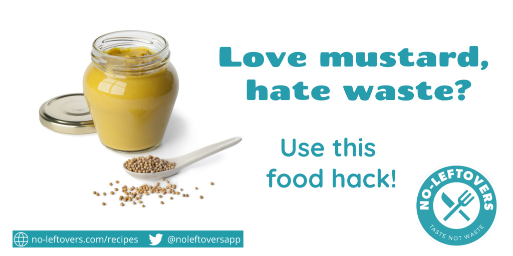 When your mustard has nearly run out, add in olive oil, red wine vinegar, lemon, herbs, salt and pepper. Now shake for a tasty salad dressing. no-leftovers.com/recipes  #footwastehack #recipes #leftovers #noleftovers #tastenotwaste #zerowaste #noloftoversapp #reducefoodwaste