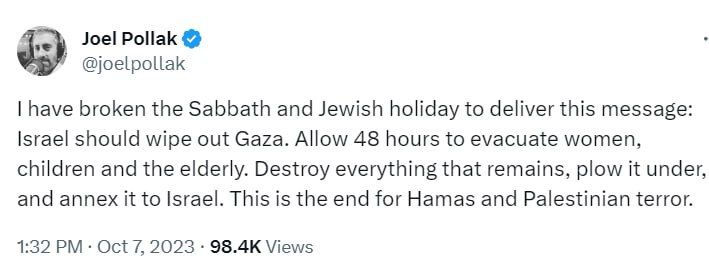Ian Miles Cheong's disinformation about Hamas slaughtering Israeli families now has 10 million views, he won't take it down even after being corrected.

Benny Johnson posted a video purporting to be new that was actually from 3 years ago, it already reached 5 million people by