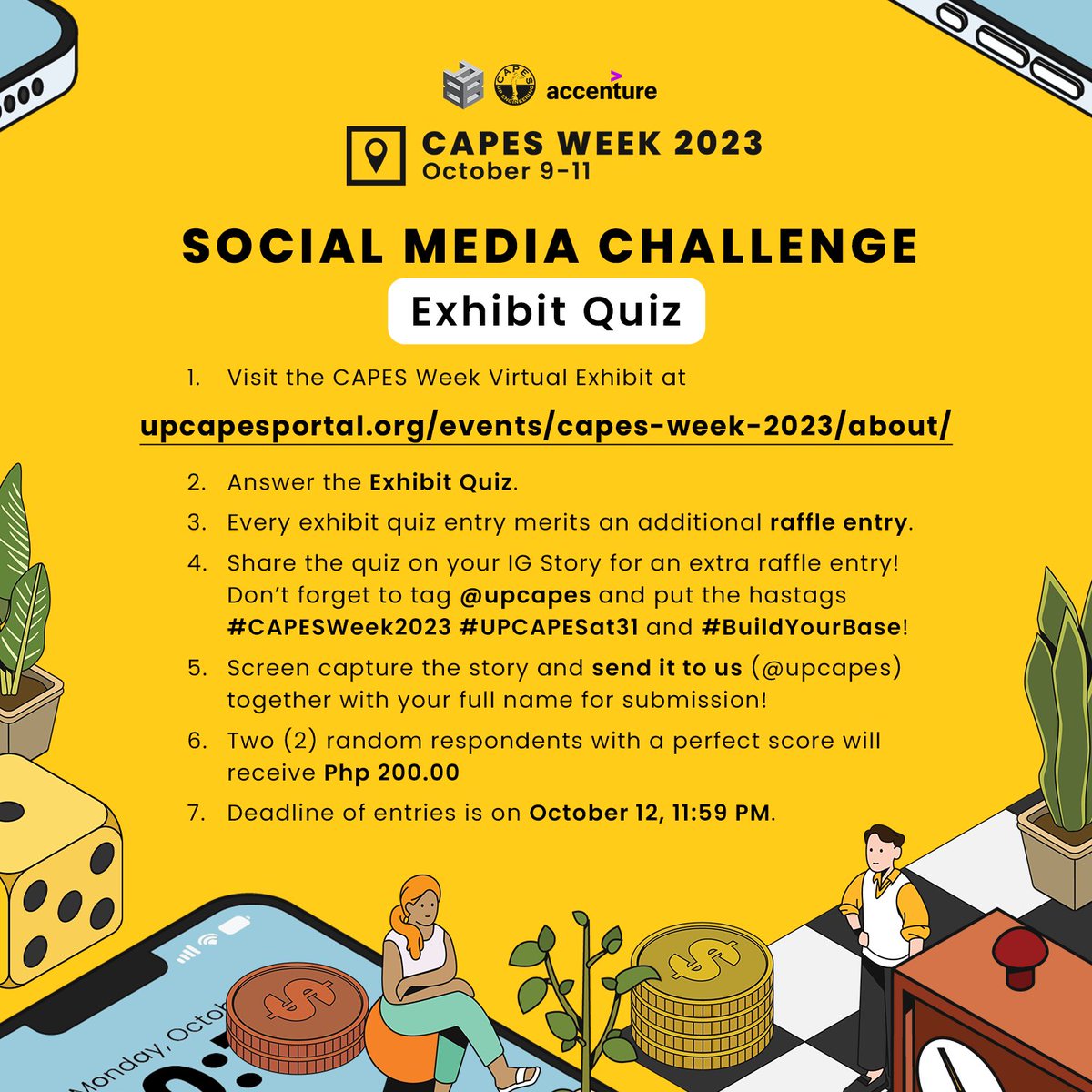 UPCAPES's tweet image. Did someone ask for more ways to gain raffle entries? 

We got you! Test your knowledge and enjoy our virtual exhibit by joining this challenge. 

#CAPESWeek2023 
#UPCAPESat31 
#BuildYourBase