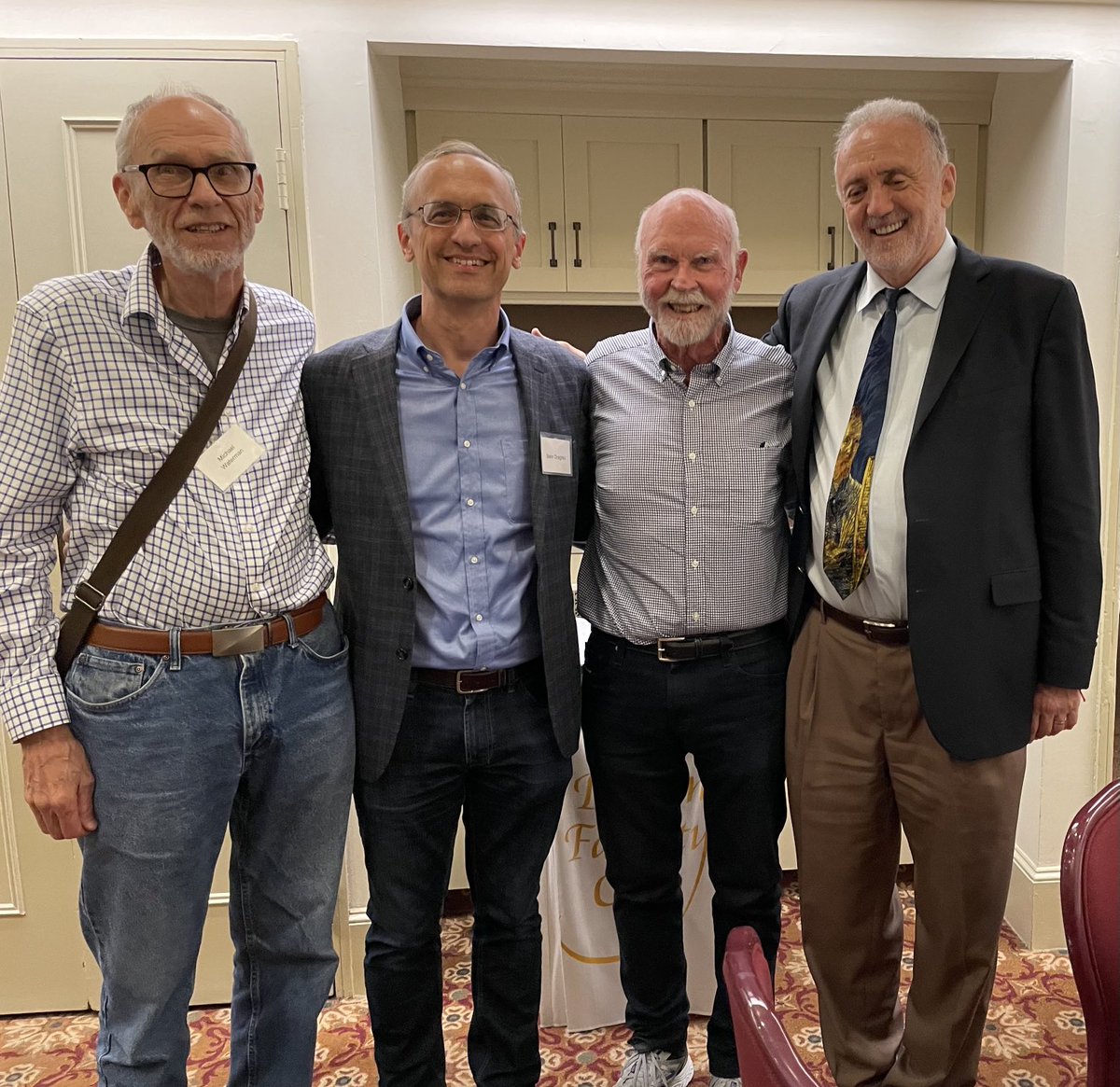 sorindr's tweet photo. I had the great pleasure to spend two days in the company of the greatest scientific minds in computational biology at SorinFest - event organized in honor of Sorin Istrail at Brown University. From left to right: Mike Waterman, Sorin Draghici, Craig Venter, Sorin Istrail. https://t.co/KYVWYn5Oh1