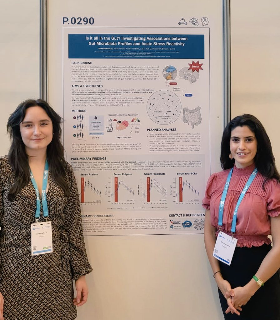 Moodbugs #ERC team @labgas_kuleuven is presenting preliminary findings on interindividual differences between #SCFAs and acute #stress in collab with @DigaLab & @raesLab (n=217). Come to @_AnnalenaFuchs poster today and my talk tmrw to hear the whole story! #ecnp2023 @ECNPtweets
