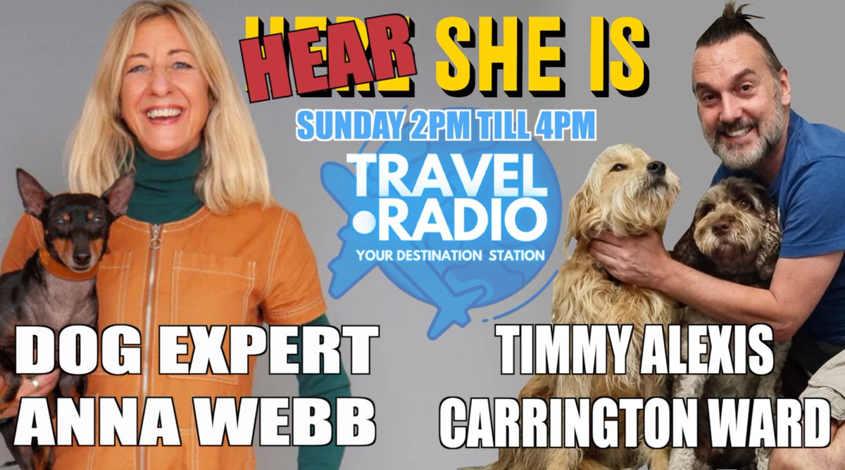 heresheisalexis's tweet photo. #HERESHEIS #TIMMYALEXISCARRINGTONWARD talking about #MANSBESTFRIEND with #DOGEXPERT #ANNAWEBB on #TRAVELDOTRADIO today 2pm till 4pm! #ISAIDIT 😜

Listen on https://t.co/SPS3qnZBCA OR just say 'Alexa enable Travel Dot Radio' #SHOULDADONE 😘 https://t.co/wryjFltg1k