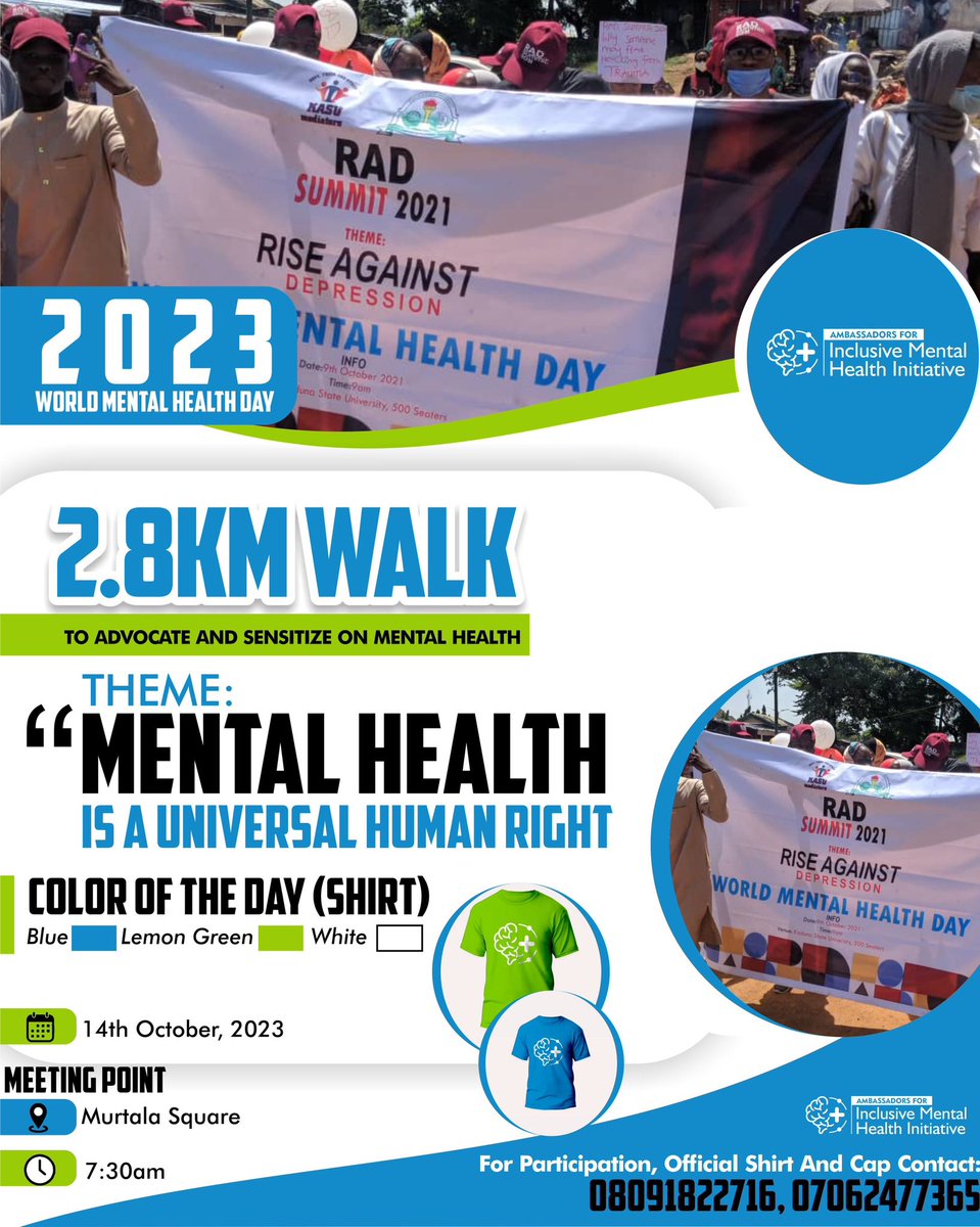 How about us joining hands together to make this happen… 

I believe it is good We educate and sensitize our dear people the ways to cushion the mental illness/health effects.

Necessary details On the Flier.

@B_ELRUFAI @JIBRILHAMZA_ @el_Nafiu @Rajjau1 @rukayyatuh_ @Dongarrus1