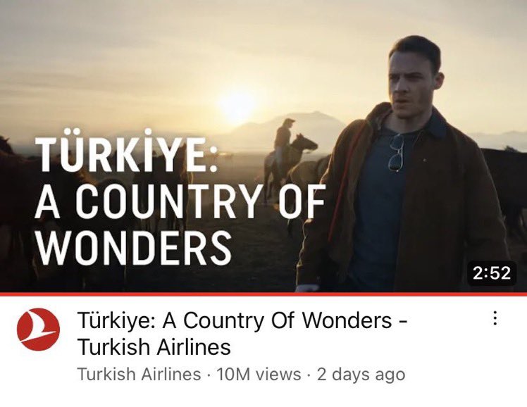 #KeremBürsin’in rol aldığı Türk Hava Yolları’nın yeni reklam filmi, kısa sürede 10 milyon izlenme sayısını aştı.