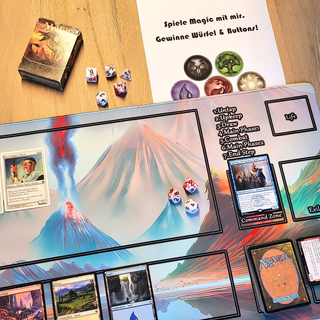 Spiele Magic mit mir und gewinne Würfel &amp; Buttons! Diese Aktion biete ich auf der Buchmesse Con an. Es sind nur noch 13 Tagen bis zum Event, das in Dreieich in Hessen stattfindet. Bist du dann vor Ort? Retweetet bitte mal, denn ich würde gern wissen, wer dabei wäre. #pnpde #MTG