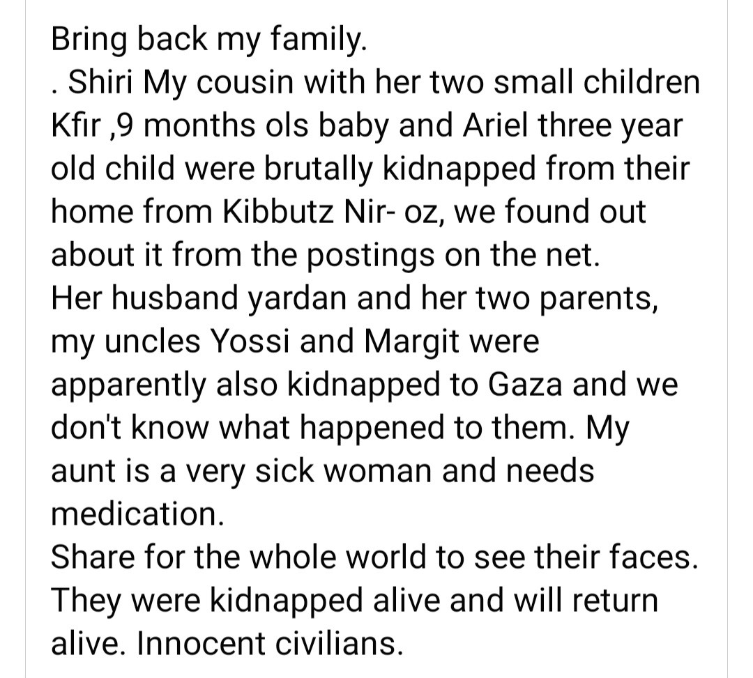 WaldnerCarmel's tweet photo. #BringBackOurFamilies 
#ısrael 
#HamasTerrorism 
@bbclaurak @BBCNews @SkyNews @guardian @DailyMailUK @RishiSunak @Keir_Starmer 
#bbclaurak https://t.co/4q9X22jPk8
