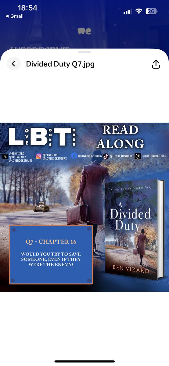 Readalong for A Divided Duty by Ben Vizzard. Q7 I don’t know. If they where bad and then turned good than yes but I think if I was able to save them than I would I don’t think I could leave them to die. <a href="/benvizard/">Ben Vizard</a>
<a href="/KellyALacey/">Kelly Lacey</a> 
@lovebookstours 
#Ad #LBTCrew #BookTwitter