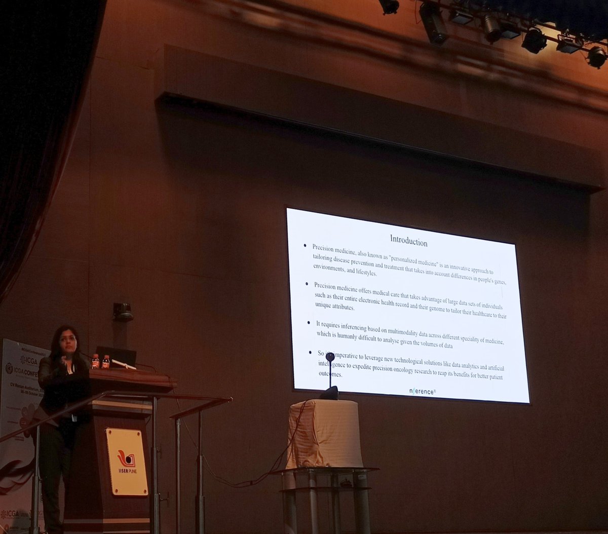 ICGA_India's tweet photo. Day 3- Session 12: "Precision Medicine in Oncology: Assembling the Puzzle"
Talk by Dr Jaya Jain (Pramana, nference) on "Artificial intelligence enabled platform expedites precision oncology research"
#icgaconference2023 #icga #iiser #pune #oncology #cancer #canceromics https://t.co/Bc4QSLT0qe