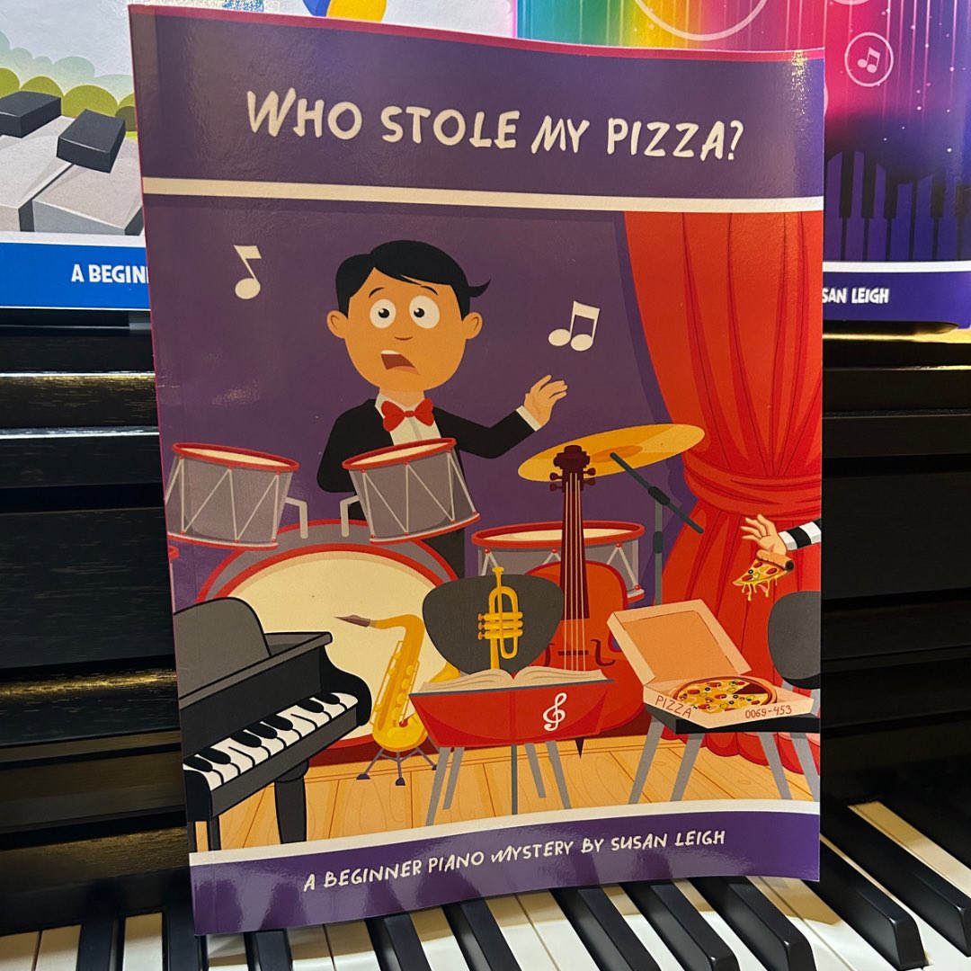 Who Stole My Pizza? Find out in this beginner piano mystery adventure! Learn the tunes (with optional teacher duet), solve the music theory puzzles, look for clues, and rule out suspects one by one. Available worldwide on Amazon 🙂 a.co/d/bauUnAG