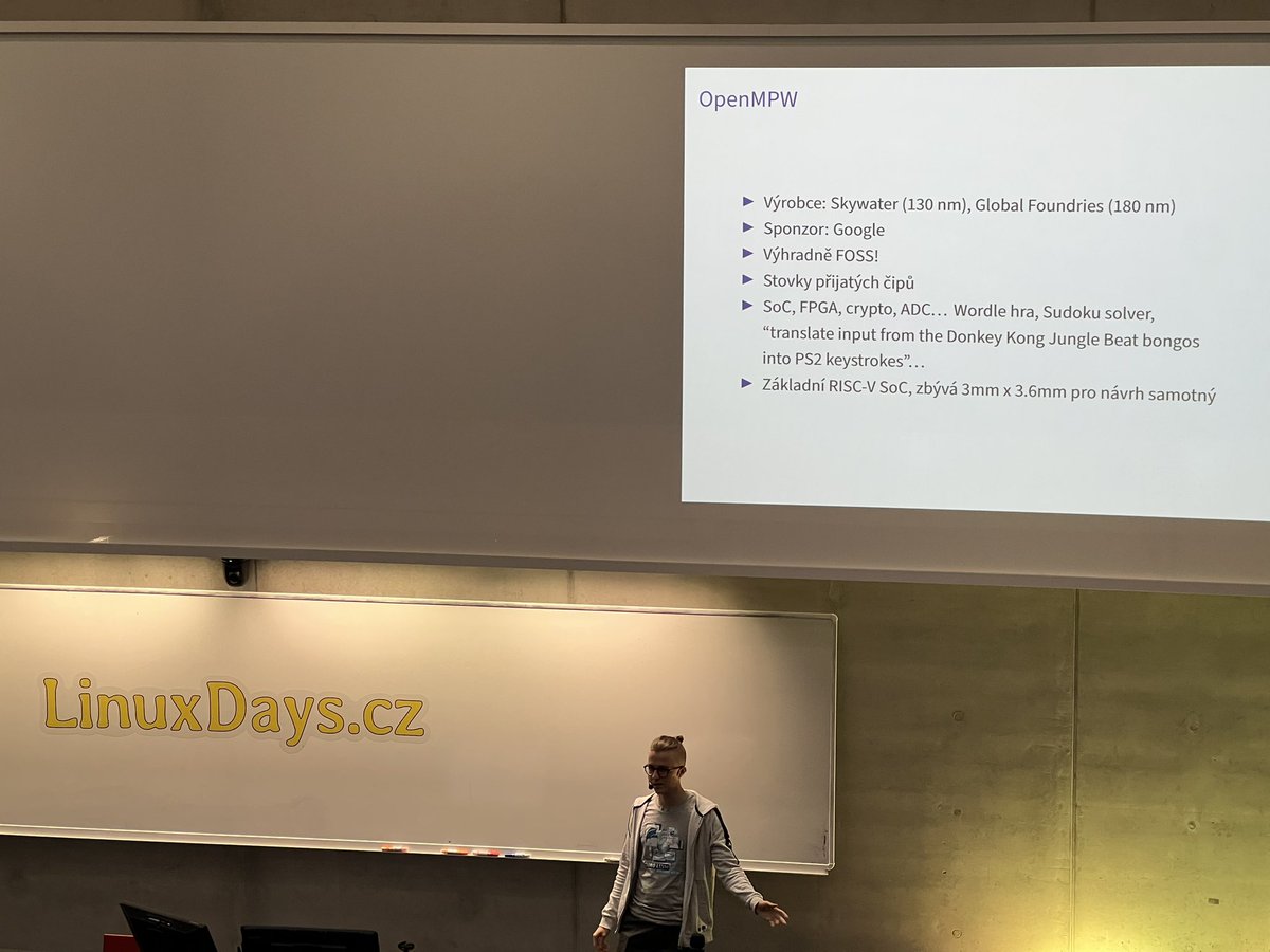 FBorsik's tweet image. “Where are the #OpenSourceChips?” - 
@EmilTheBonobo at @LinuxDaysCZ 2023 

“#OpenMPW - smart move from @googledevs / @GoogleOSS:
 
developers.google.com/silicon”

#OpenHardware #OpenSource #FOSS #FLOSS #LinuxDays2023 #Linux #LinuxDaysCZ #LinuxDays #Silicon #CustomSilicon