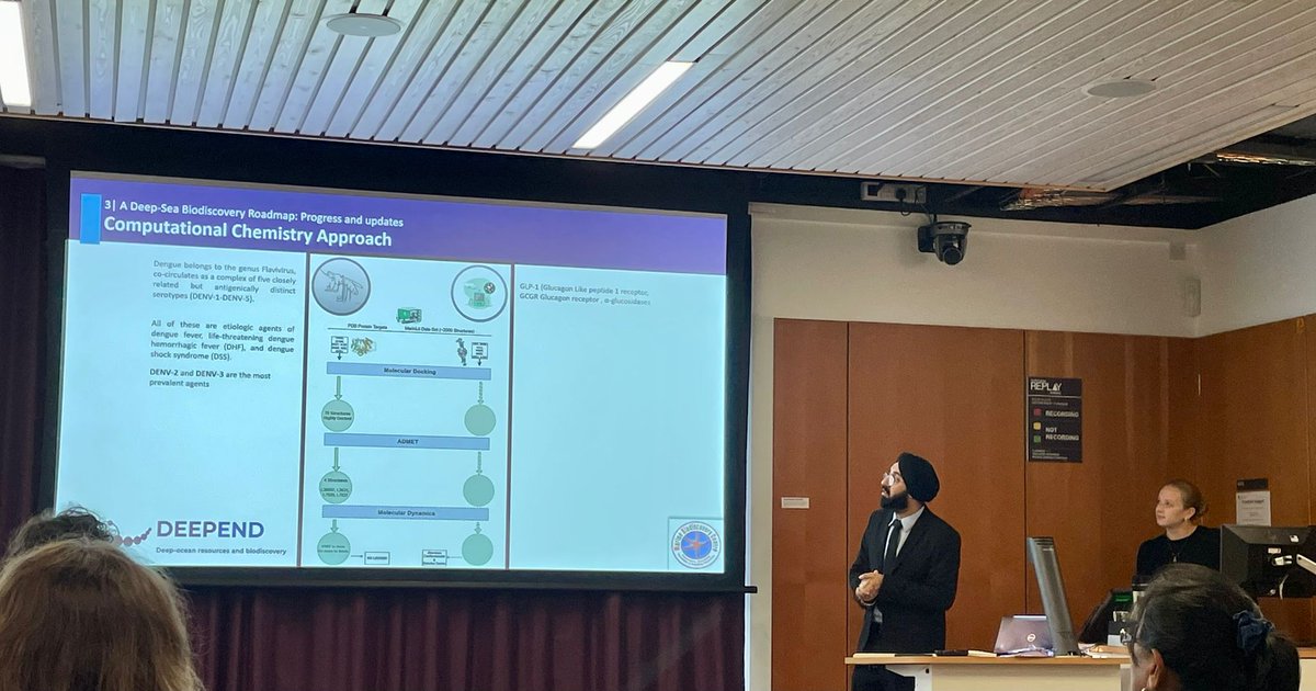 @gaganpreet1410 presenting biodiscovery work on naphthoquinone antibiotics at the #DEEPEND stakeholder meeting.A big thank you to @adrg1, @JasparsMarcel, @MBC_UoA,@AhlamWHajHasan, @NHM_London, @DefraGovUK, @FedericaCasola2 , @Lucy_Harris8 .#BBNJ #AberdeenUniversity.