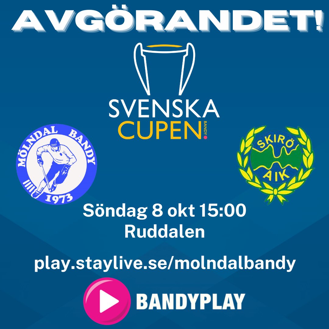Dagens match är avgörande för vilket lag som går till slutspelet i Svenska Cupen. Matchen ses bäst på plats men sänds även på Bandyplay!

play.staylive.se/molndalbandy
#svbandy