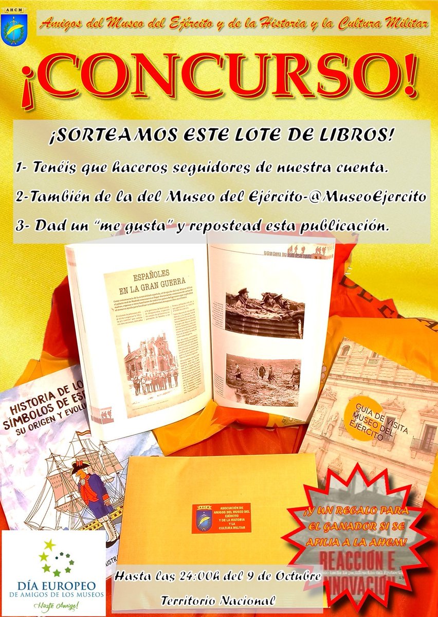 ¡Los Amigos del Museo del Ejército y de la Historia y la Cultura Militar celebramos el I Día Europeo de Amigos de los Museos regalando un lote de libros!

#DíaEuropeodeAmigosdelosMuseos #MuseodelEjército