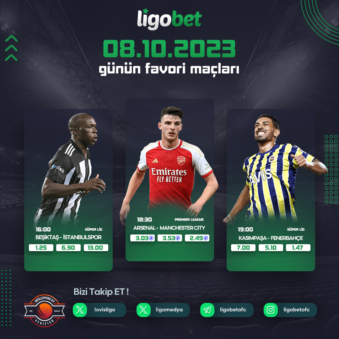 ligomedya's tweet photo. 🆒 #LİGOBET'TE GÜNÜN FAVORİ KARŞILAŞMALARI

⚽ #Beşiktaş 🆚 #İstanbulspor
⚽ #Arsenal 🆚 #ManchesterCity
⚽ #Kasımpaşa 🆚 #Fenerbahçe

⬇️ LİGOBET İLE KAZANÇ YOLUNDAKİ MACERANIZ BAŞLASIN!

➡️  GÜNCEL GİRİŞ   (https://t.co/o29pWONL8p)⬅️ https://t.co/bx29Im46oC