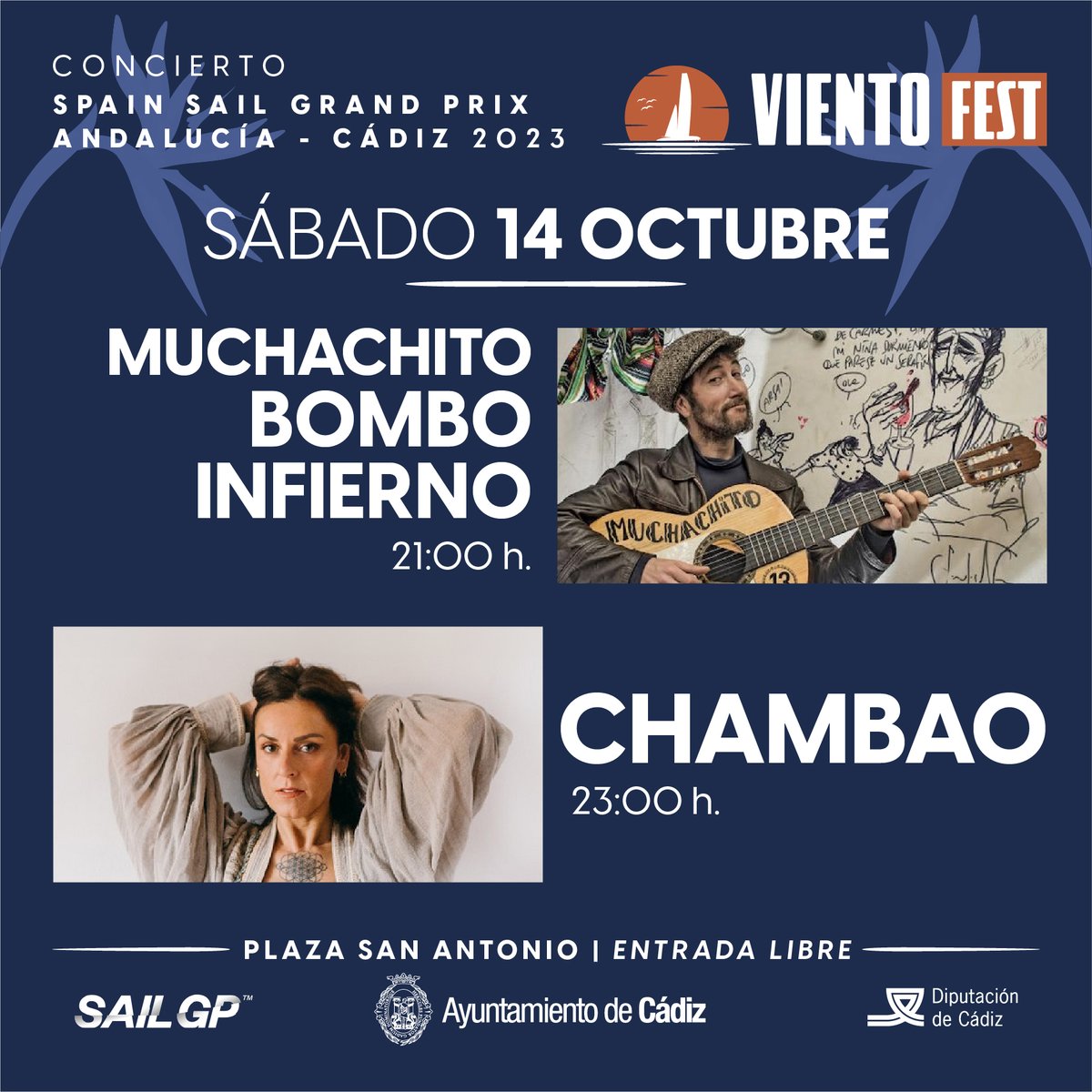 Cadiz_es's tweet photo. 📅 ¿Los tienes apuntados ya en tu agenda?

✅ Llegan los conciertos del Primer Festival #VIENTOFEST de #Cádiz 

#SailGPCádiz #SailGP #SpainSGP https://t.co/mv8wmeojHy