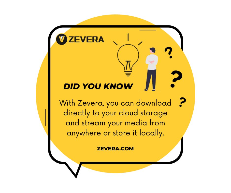 Zeveracom's tweet image. Unlock the power of cloud with #Zevera! 🌩️ Directly download media, stream from anywhere 🌍, or keep it local 📥. The choice is yours! #CloudMagic #StreamOnTheGo