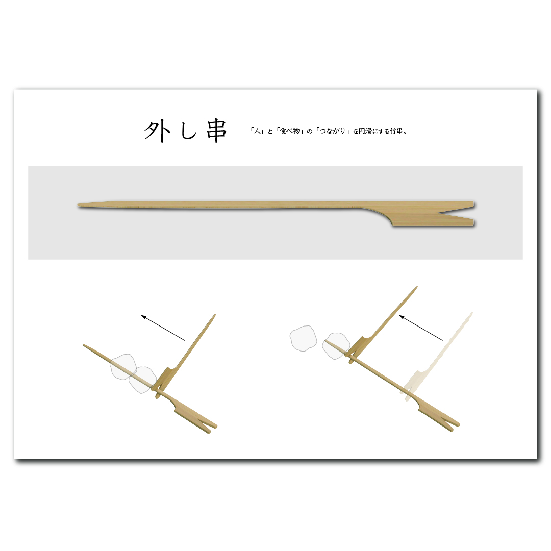 atsuki_design's tweet photo. TOKYO MIDTOWN AWARD 2023

テーマ：つながり

「外し串」

「人」と「食べ物」の「つながり」を円滑にする竹串。

#つながり
#デザイン
#プロダクト
#プロダクトデザイン
#コンペ
#コンペティション
#竹串
#東京ミッドタウンアワード
#TOKYOMIDTOWNAWARD https://t.co/Kg4TXeJeov
