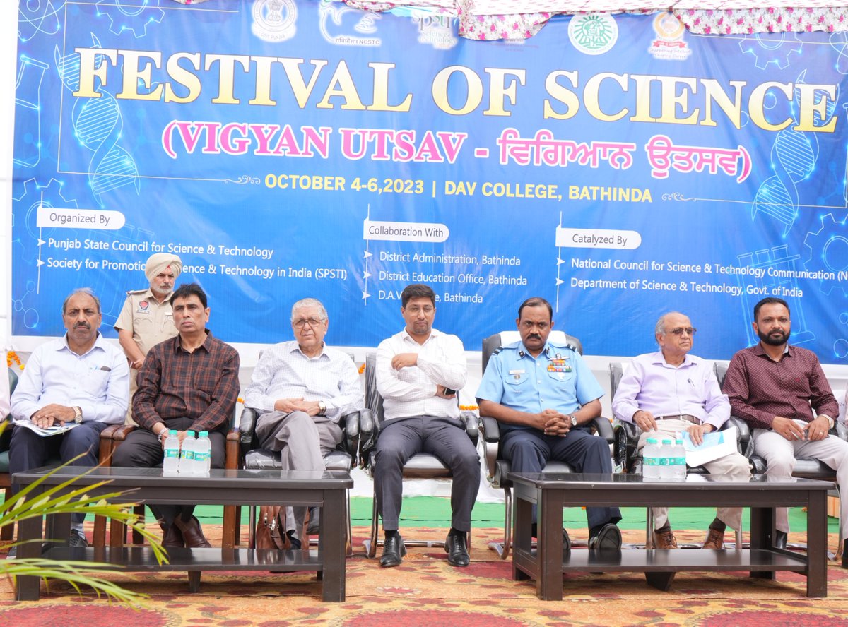 Air Commodore P.K. Krishnaswamy <a href="/IAF_MCC/">Indian Air Force</a> &amp; #DCBathinda Showkat Ahmad Parray inaugurated the 3 day #FestivalofScience organized by <a href="/PSCST_GoP/">Punjab State Council for Science and Technology</a> &amp; <a href="/SPSTI5/">SPSTI</a> at <a href="/dav_college/">DavCollege</a> Bathinda to ignite interest in #STEM education. <a href="/meet_hayer/">Gurmeet Singh Meet Hayer</a> <a href="/trahul1976/">Rahul Tewari</a> <a href="/JKAroraEDPSCST/">Jatinder Kaur Arora</a> <a href="/KSBathPSCST/">KSBathPSCST</a>
