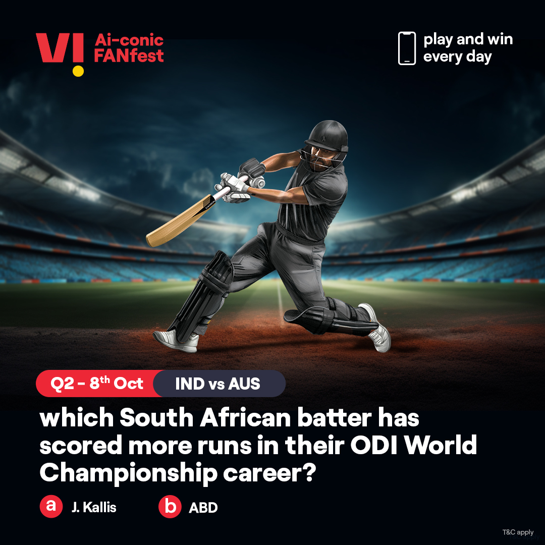 Their game has started, and so has yours. Share the right answer to all the questions of the day using #ViAiconicFANfest and you could stand a chance to win a #smartphone.

Go on, take your shot.

#ContestAlert #WorldCup #Cricket #CricketContest #Play2Win #Contest #INDvsAUS
