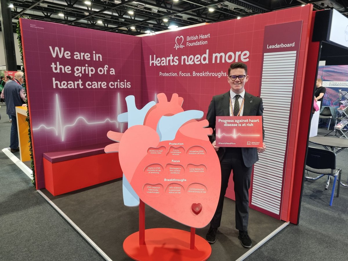 BHFpolicy's tweet photo. Visit us on Stand 115 at #Lab23 to hear about the crisis we're facing in heart care &amp; how to stop it in its tracks.

We're urging @UKLabour to commit to:
🛡Better prevent heart attack &amp; stroke
🎯Prioritise NHS heart care
🔬Supercharge research to find future cures https://t.co/xh7KhQFOx3