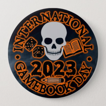 GamebookDay's tweet photo. You will find your official #IGBD2023 merchandise here: https://t.co/hyiJLo60yA #gamebooks #fightingfantasy #lonewolf #acegamebooks @Legend_Studios https://t.co/nlivYzGq50
