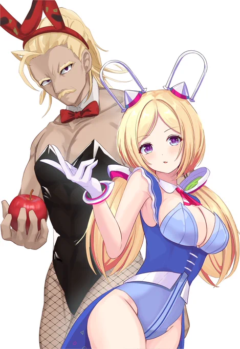アキちゃんバニー&ムキさんバニー(モロライブ所属) #アロ絵