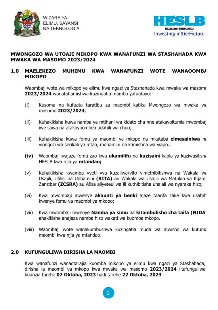 HESLBTanzania's tweet photo. Habari ya Jumapili mdau? Ikiwa hujasoma 'Mwongozo wa Utoaji Mikopo kwa Stashahada', tunakuletea hapa - 1 https://t.co/51xCX72XLo