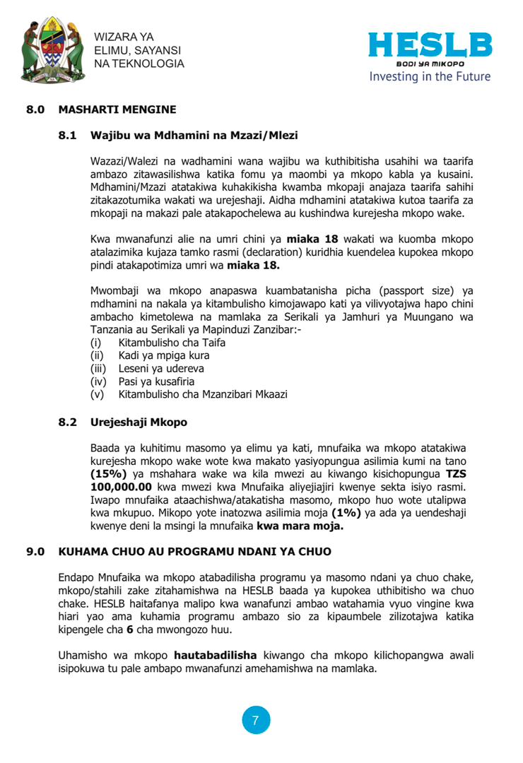 HESLBTanzania's tweet photo. Habari ya Jumapili mdau? Ikiwa hujasoma 'Mwongozo wa Utoaji Mikopo kwa Stashahada', tunakuletea hapa - 2 (Mwisho) https://t.co/3AD5LCfxn3
