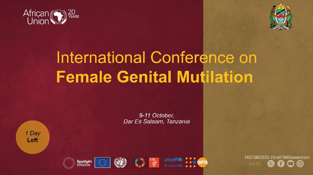 UNFPATanzania's tweet photo. ⌛️ Time is running out to make a difference! 

Don't miss the chance to be part of the global effort to eliminate #FGM. 

Join us 2morrow at the 2nd Int Conference in 🇹🇿 &amp; let your voice be heard. 

Together, we can create a better future for all. 

#EndFGMGeneration 
#ICFGM2023 https://t.co/4TLZUjnbKB