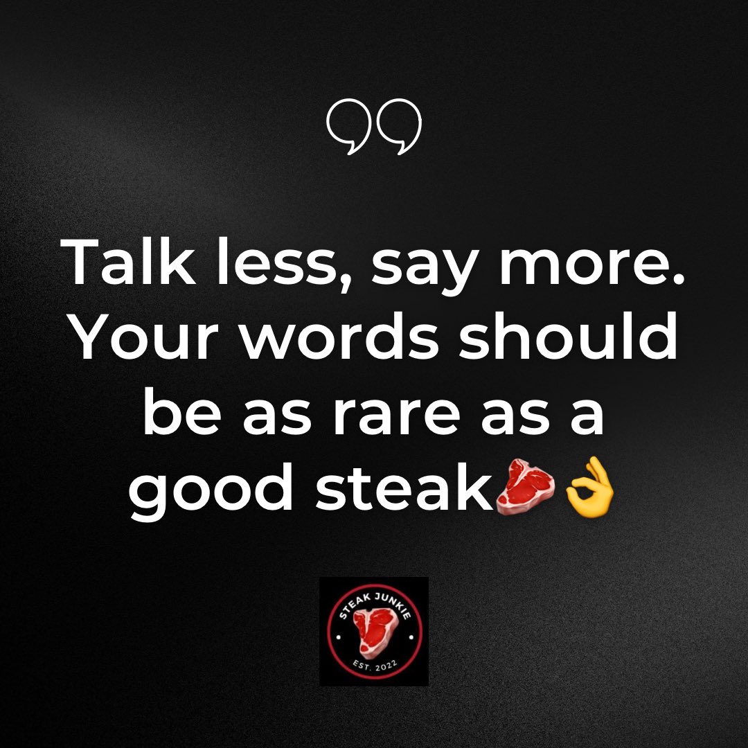 SteakJunkie's tweet photo. 🥩👌

#steakjunkie #steakjunkies #steak #wisdom #quote https://t.co/I5Y4I6OQM0