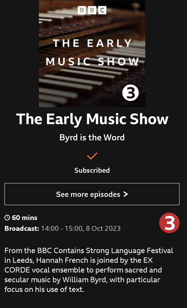 Ex Corde Vocal Ensemble (@excordevocal) on Twitter photo Join us later (or all week on BBC Sounds) on <a href="/BBCRadio3/">BBC Radio 3</a> Early Music Show with <a href="/hannahcfrench/">Hannah French👩🏻🦽</a>, performing music by Byrd and <a href="/fantasticdrfox/">Christopher Fox</a> Join us later (or all week on BBC Sounds) on <a href="/BBCRadio3/">BBC Radio 3</a> Early Music Show with <a href="/hannahcfrench/">Hannah French👩🏻🦽</a>, performing music by Byrd and <a href="/fantasticdrfox/">Christopher Fox</a>