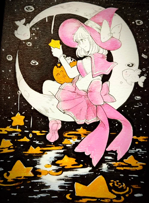 Day 8: Star Collection   #ink #inktober2023 #Inktober #oc #traditionalart #gold