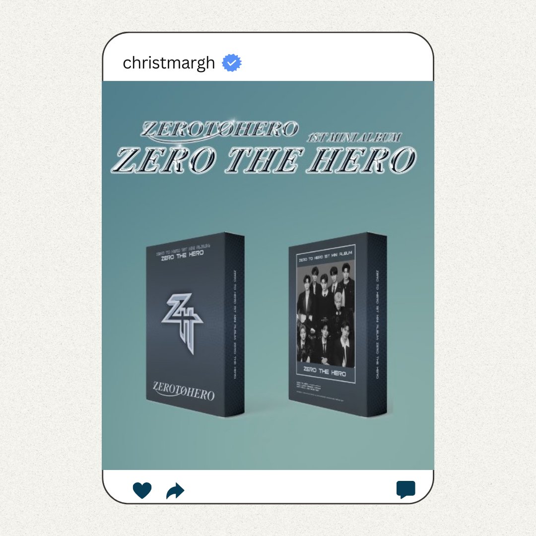 ⠀ 

𝗜𝗡𝗦𝗧𝗔𝗚𝗥𝗔𝗠  
───────────
𝐂𝐇𝐑𝐈𝐒𝐓𝐌𝐀𝐑𝐆𝐇

Do you know Zero To Hero has been released their album? Already to have it? Not yet? Go purchase it, now! Because there's a deadline to order, Click link below for more info!
x.com/ZEROTOHERO_OFC…

ㅤ